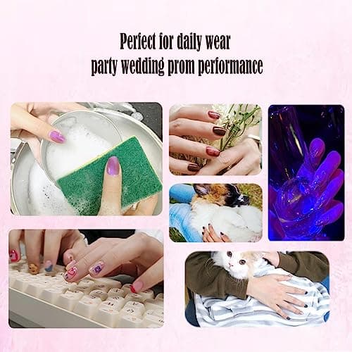 120Pcs 5 Pack Children ABS Plastic Fake Nails Press on Full Cover IKISKT Classic French Color Short False Nail Art Kits Sets Great Christmas Gift for Kids Girls Women thumbnail 4