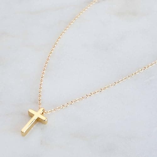 Austin Down to Earth, Tiny Cross Necklace, Simple Gold Cross Necklaces for Women, 14k Gold Filled Chain, Christian Gift for Baptism Confirmation Graduation thumbnail 5