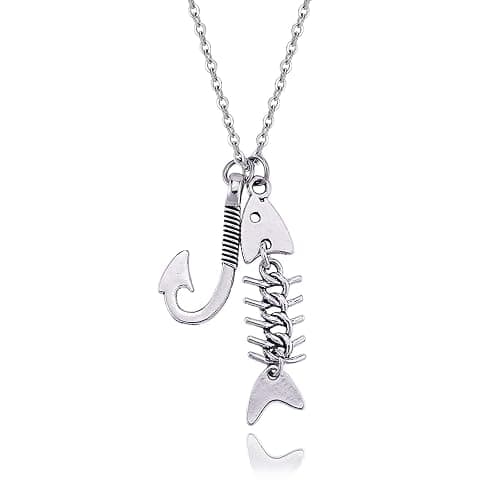 Goth Necklace Earrings for Women Y2K Grunge Accessories Emo Jewelry Gothic Fish Bone Weird Punk Fishing Necklace Fish Skeleton Dangle - Image 1