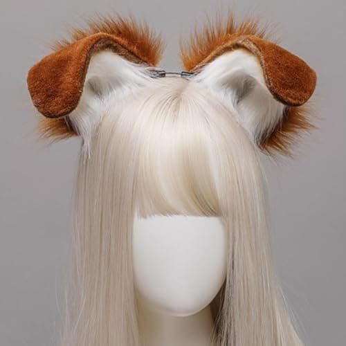 Dog Ears Headband and Tail Set Faux Fur Animal Cosplay Party Costume Accessories thumbnail 4