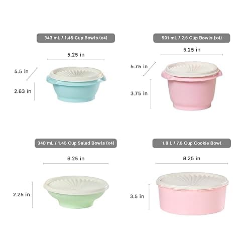 Tupperware Heritage Collection 36 Piece Food Storage Container Set in Vintage Colors- Dishwasher Safe & BPA Free - (18 containers + 18 lids) thumbnail 3