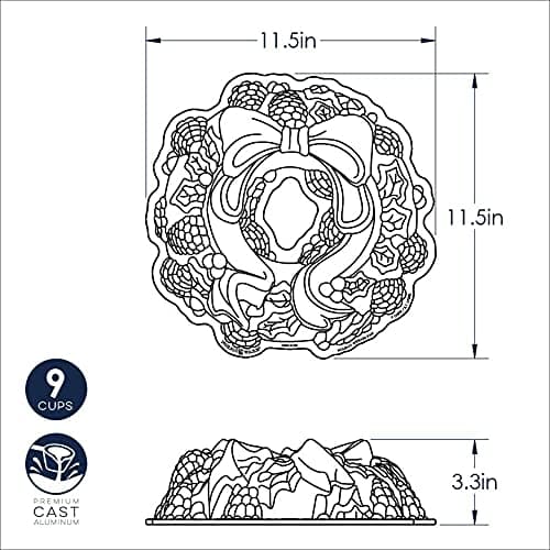 Nordic Ware Platinum Holiday Wreath Bundt Pan thumbnail 3