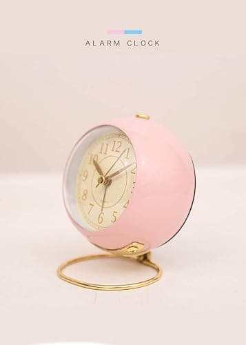 SHISEDECO Small Tableclocks Classic Non-Ticking Tabletop Alarm Clock with Backlight, Battery Operated Astronaut Deskclock with HD Glass for Living Room Bedroom Bedside Indoor Decor (Pink) thumbnail 9