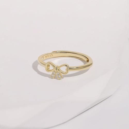 Meissa Dainty Bow Rings Infinity Rings for Women Girls Rose Gold Plated Bow Ring 925 Sterling Silver Handmade Adjustable Friendship Promise Rings thumbnail 5