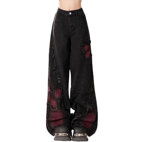 Hugboom Baggy Pants for Women Girls Cute Jeans Y2k Pants Star Straight Leg Streetwear Clothing - Image 1