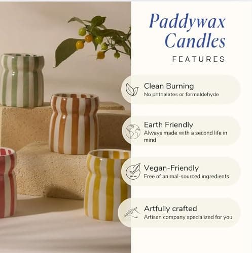 Paddywax Cabana Hand-Painted Scented Candle in Ceramic Reusable Food Safe Jar, Clean-Burn Soy Candle with Approx. 42 Hour Burn Time, Sage – Bora Bora, 6.5 oz thumbnail 4