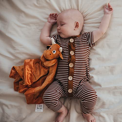Yikes Twins Longhorn Lovey Blanket for Baby | Large 20" x 20" Baby Lovey for Girls or Boys | Cute Longhorn Security Blanket for Babies and Toddlers thumbnail 6