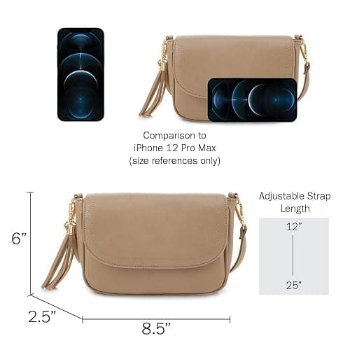 EVVE Small Crossbody Bags for Women Trendy Flap Saddle Purses with Tassel Vegan leather Shoulder bag | Small, Trendy, Flap, Purses, with Tassel, Small thumbnail 5