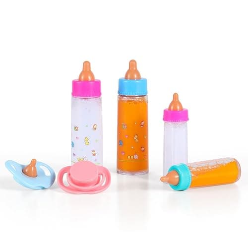 Kaydora Baby Doll Bottle Accessories - 6 Pcs Feeding Bottle Toys, Magic Disappearing Milk & Juice, Pretend Play Set with Pacifiers Kids Gift Yellow thumbnail 7