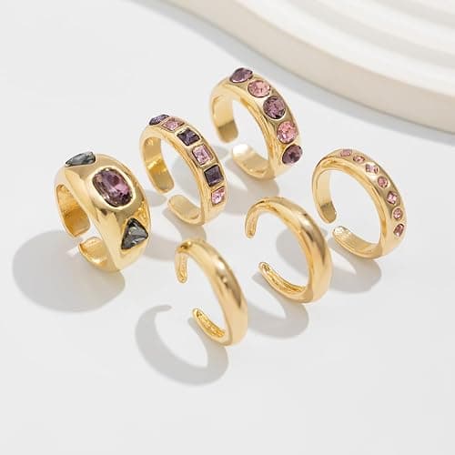 Chunky Gold Rings for Women Non Tarnish Silver Chunky Rings Set Adjustable Thick Statement Ring Gold Stackable Ring for Women Trendy Fashion Silver Jewelry thumbnail 7