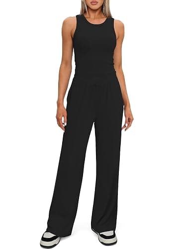 Darong Women's 2 Piece Outfits Lounge Sets Sleeveless Tank Tops Wide Leg Pants Sets Tracksuits Match Sets thumbnail 3