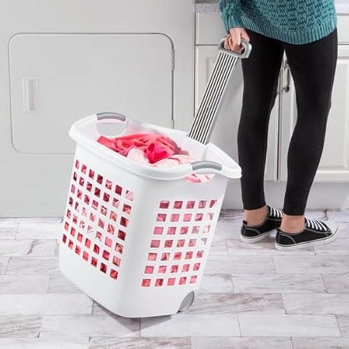 Sterilite 1.75 Bushel Ultra™ Wheeled Laundry Basket Plastic, White, (Pack of 1) thumbnail 5