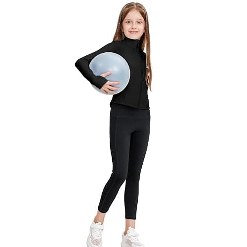 B&GCozy Girls Zip Up Jacket Horse Riding Shirts Athletic Yoga Lightweight Jackets for Girl 6-15 Years thumbnail 3
