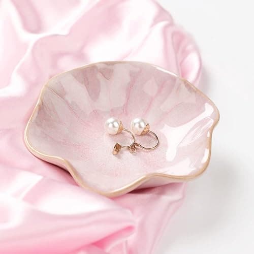 Ceramic jewelry dish, jewelry tray key tray,small ring dish holder Jewelry Plate trinket tray catchall tray nightstand decor for table room decor (Pink, 4.3 Inches) thumbnail 2