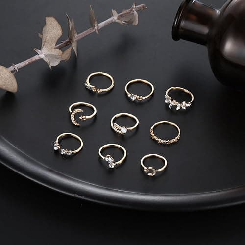 FUTIMELY Boho Retro Stackable Rings Sets for Women Knuckle Joint Finger Knuckle Nail Ring Sets Moon Stars Stack Preppy Statement Rings Cute Trendy Stuff Jewelry thumbnail 8