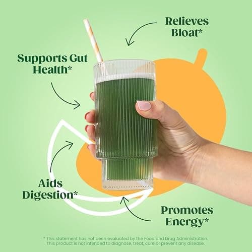 Bloom Nutrition Superfood Greens Powder, Digestive Enzymes with Probiotics and Prebiotics, Gut Health, Bloating Relief for Women, Chlorella, Green Juice Mix with Beet Root Powder, 25 SVG, Mango thumbnail 6
