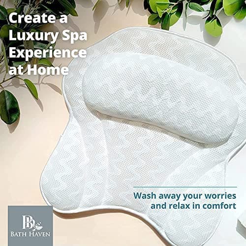 Bath Pillow Bathtub Pillow Back Neck Support Pillow, Spa Cushion for Tub, Relaxing Headrest Bath Pillow, Portable Washable Bathtub Accessories with 3D Air Mesh Thick Soft Bath Pillow (Deluxe) thumbnail 10