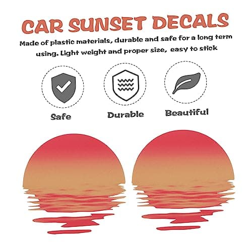 WOFASHPURET 2pcs Sunset Pattern Car Window Stickers Sunset Graphic Decals Auto Body Truck Decals for Car Decoration thumbnail 2