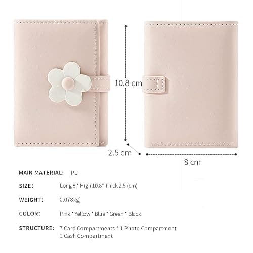 MEISEE Small Wallet for Girls Women Tri-folded Wallet Cash Pocket flowers Print Card Holder Coin Purse with ID Window elegant youthful and cute (2-pink-2) thumbnail 3
