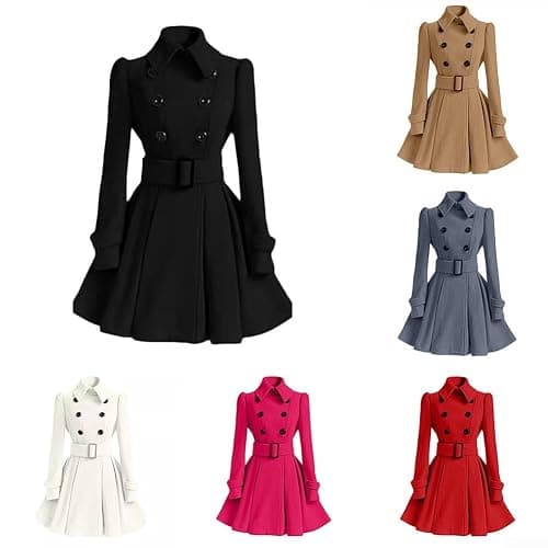 Fashionable Women's Long Sleeve Trench Coat with Stand Collar Ideal Winter Outerwear (S Red) thumbnail 5