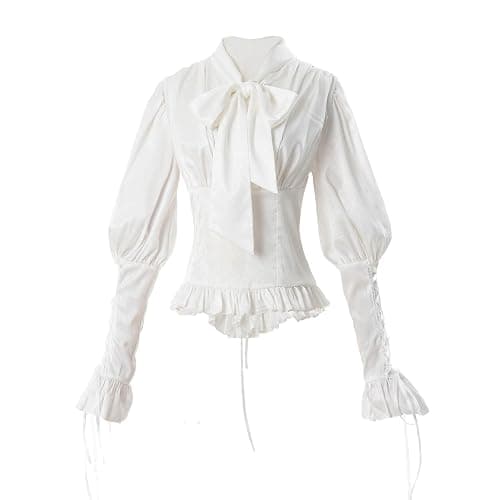 Nuoqi Victorian Blouse Womens Gothic Shirt Vintage Long Sleeve Lotus Ruffle Tops - Image 1