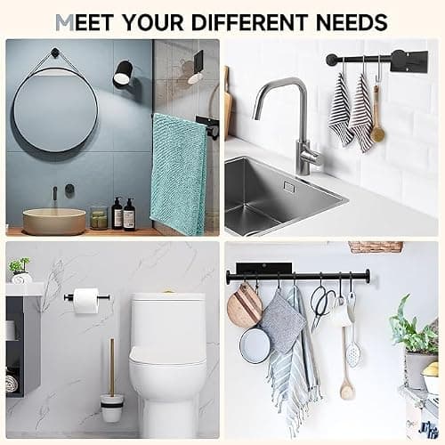 FISHCLOUD Paper Towel Holder Wall Mount - Self Adhesive No Drill or Drilling, SUS304 Stainless Steel - Kitchen, Bathroom, Sink, Pantry, Fridge(Black) thumbnail 5