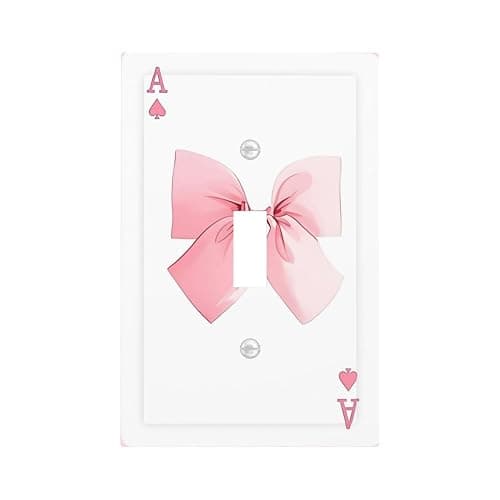 Funny Pink Bowknot 1 Gang Light Switch Cover Decorative Single Toggle Wall Plate Electrical Switchplate Standard Size Facplate for Kitchen Bathroom Bedroom Decor - Image 1