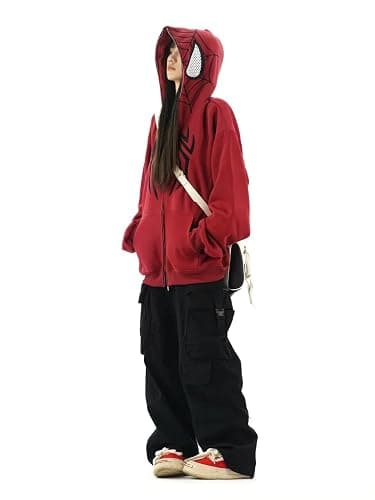 OATSBAS Y2K Hip Hop Spider Hoodie for Women Men Graphic Full Zip up Hoodies Oversized Kawaii Hoodies Spider Jacket thumbnail 4