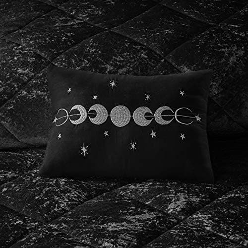 Intelligent Design Queen Duvet Cover Set, Velvet Queen Duvet Set, Luxury Diamond Quilting Black Duvet Cover, Fluffy Duvet Cover with Decorative Pillow and 2 Shams, 4 Pieces, Black, Full/Queen thumbnail 13