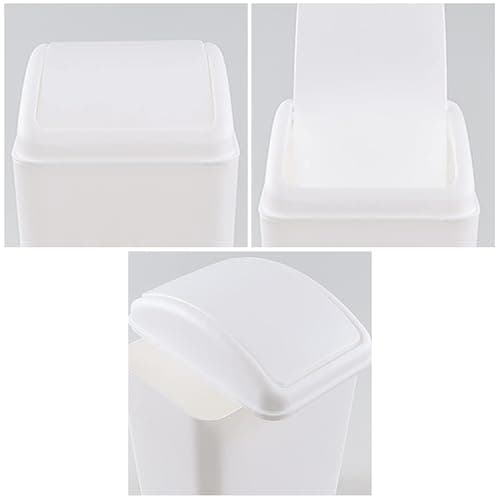 AnnkkyUS 16 Liter Plastic Garbage Can, Waste Bin with Swing Lid (White) thumbnail 4