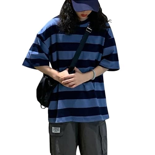 LAVASEON Harajuku Oversized Striped T-Shirt Long Sleeve Crew Neck Casual Matching Couple Streetwear Pullover - Image 1