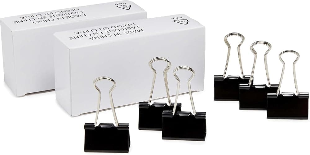 Amazon Basics Sturdy Binder Clips, Office Supplies, Medium 1.25 inches, Document Organizing, Sturdy Steel, Black, 24 Count (2 Pack of 12) thumbnail 2