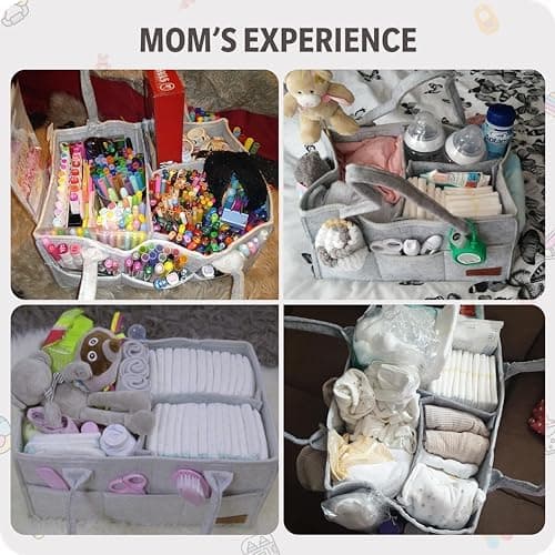 Essential Baby Caddy for Newborns. Spacious, Sturdy & Portable Diaper and Nappy Caddy for Newborn Essentials, Nursery Storage Basket & Organiser for Baby Shower Gifts & Registry Must-Haves Grey thumbnail 5