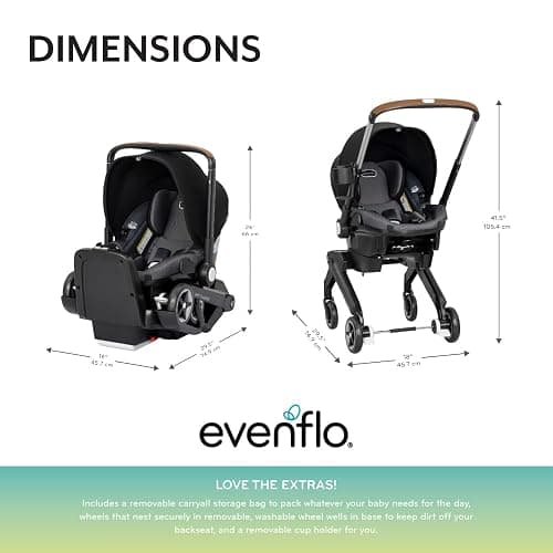 Evenflo Shyft DualRide Preemie and Infant Car Seat Stroller Combo | with Carryall Storage Bag and SensorSafe Technology, 3-30 lbs (Boone Gray) thumbnail 2