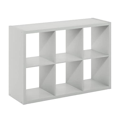 Furinno CUBICLE Book Shelf, 6-Cube Bookshelf, Thick Frame Horizontally & Vertically Reversible Bookcase with Open Back, 14.6" x 44" x 30", for Living Room, Bedroom, Home Office, Light Grey thumbnail 9
