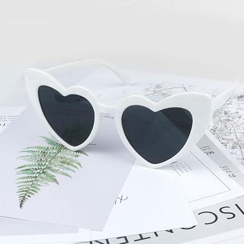 YooThink Love Heart Shaped Sunglasses for Women,Vintage Cat Eye Mod Style Retro Glasses thumbnail 4