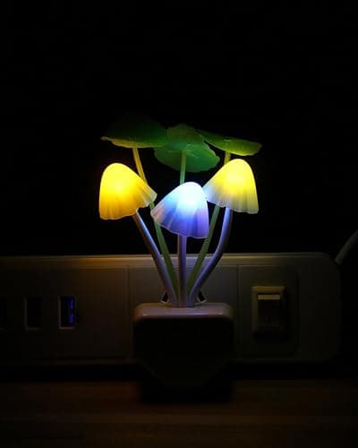 Sensor Led Night Light, Color Changing Plug-in LED Mushroom Dream Bed Lamp | mushroom decor, room decor, dusk to dawn, nursery/kids bedroom, mushroom gifts for women, fairy/witchy/cottagecore thumbnail 2