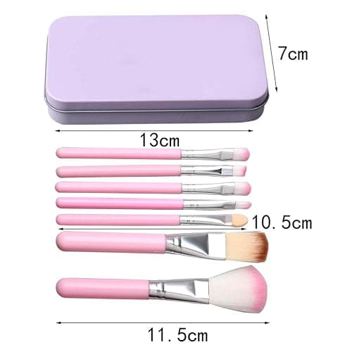 Pimoys Children Makeup Brushes, 7Pcs Makeup Brush Set Foundation Eyebrow Eyeliner Brush Cosmetic Concealer Brushes for Kids Girls, Women trave - Pink with case thumbnail 2