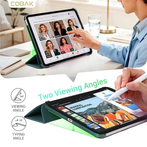 CoBak Case for iPad (A16) 11th Generation 11 Inch 2025, iPad 10th Generation 10.9 inch 2022, Slim Stand Protective Cover with Hard PC Translucent Back Shell Cover, Support Touch ID, Emerald thumbnail 4