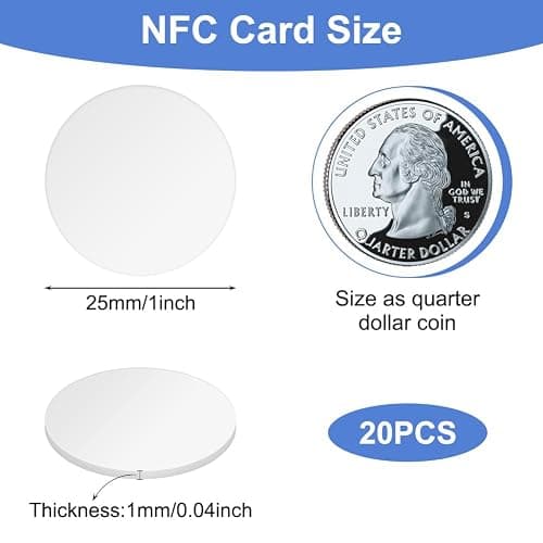 OFFCUP NFC Tags, 20PCS NFC Coin Cards, 25mm / 1 Inch NFC Stickers NTAG215 NFC Round Cards NFC Tags Compatible with Tagmo Amiibo and All NFC Enabled Mobile Phones and Devices (White Black) thumbnail 2