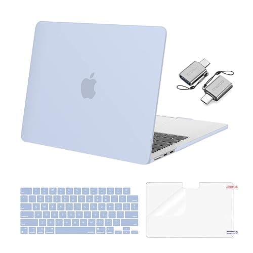 MOSISO Compatible with MacBook Air 13 inch Case 2025 2024 2023 2022 M4 A3240 M3 A3113 M2 A2681, Plastic Hard Shell&Keyboard Cover&Screen Film&Type C for MacBook Air 13.6 inch Case, Pastel Blue - Image 1