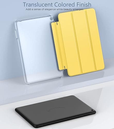 MoKo Case Fits All-New H D 8 inch Tablet (12th Generation/10th Gen, 2024/2022/2020 Release), PU Leather Trifold Stand Cover with Translucent Frosted Backshell with Auto Wake/Sleep, Light Yellow thumbnail 7