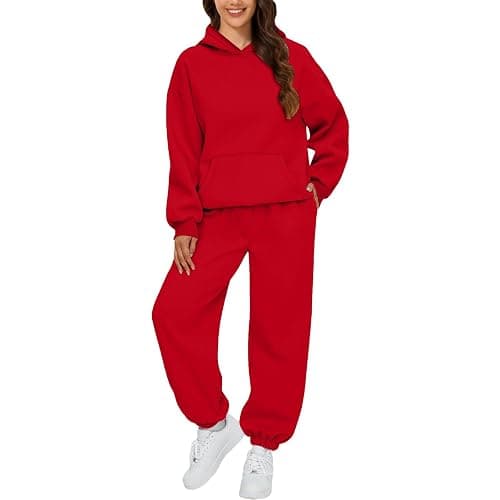 Sweatsuits Women 2 Piece Outfit Comfort Fleece Oversized Hoodie Jogger Sweatpants Set Athleisure Matching Sweat Sets - Image 1