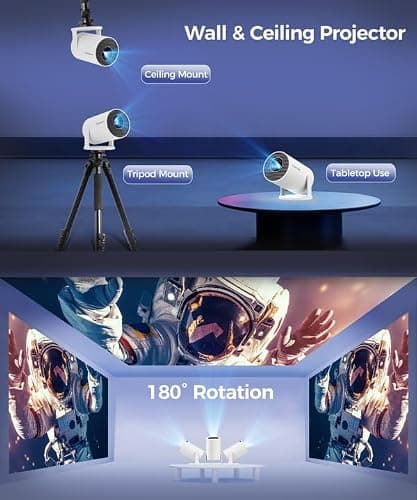 Magcubic Mini Projector with WiFi and Bluetooth, 4K Support Smart Portable Projector, Small Proyector with 200ANSl & AutoKeystone, 180° Rotation HY300Pro Video Proyector for Bedroom, Movie, Outdoor thumbnail 7