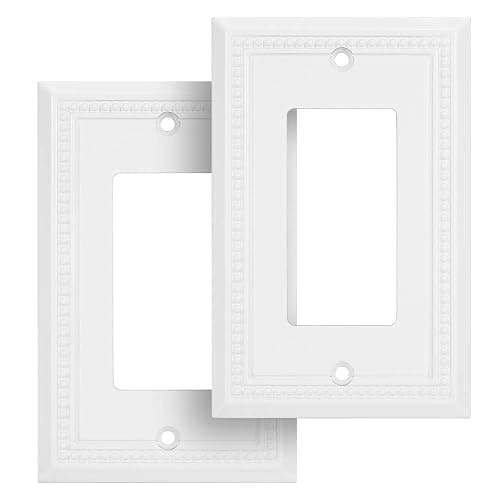 Henne Bery Sunken Pearls Heavy Duty Decorative Wall Plate Switch Plate Outlet Cover (Single Decorator, 2 Pack, White) - Image 1