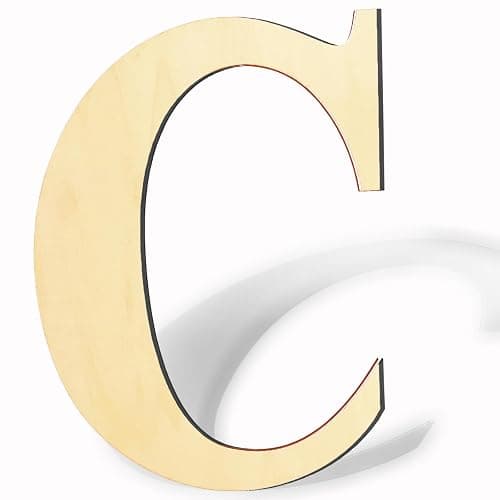 17 Inch Large Wooden Letters, Paintable Large Wood Letter for Crafts, Unfinished Blank Wood Alphabet Letter for Birthday, Parties, Wedding, Christmas Home Decoration(Letter C) - Image 1