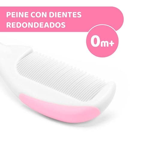 Chicco Ensemble Brosse à Cheveux et Peigne pour Bébé, Brosse à Poils Naturels Doux, Peigne à Bouts Arrondis, Manche Antidérapant, Cadeau de Naissance - Essentiels pour Nouveau-né 0plus Mois, Rose thumbnail 4