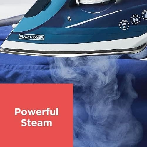 BLACK+DECKER Steam Iron for Clothes with Retractable Cord, Vertical Steaming, Anti-Drip Design, Spray Mist and Auto Clean Button, 1200W thumbnail 3