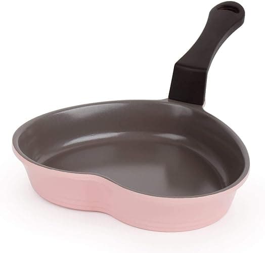 Neoflam 5.5'' Ceramic Nonstick Little Shaped, Frying Griddle Pan, Shaper Mini Pancake Waffle Maker with Heat Resistant Handle for Breakfast Scrambled Egg, Grilled Cheese, Pink Heart (51101) - Image 1