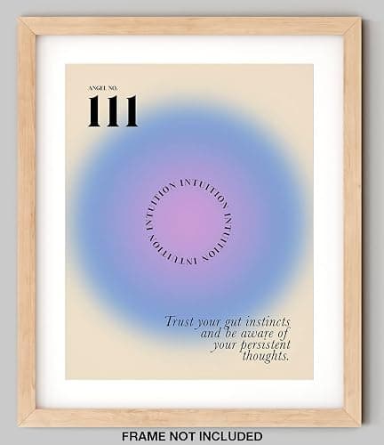 Angel Numbers Wall Art Print - 11x14" UNFRAMED Print - Motivational, Inspirational, Colorful Gradient Aura - Manifestation Wall Decor - Spiritual Wall Art (111) thumbnail 4
